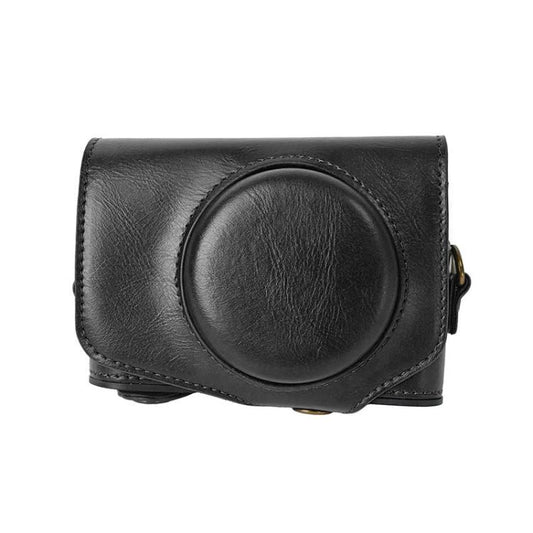 For Canon PowerShot SX740 HS Retro Pull Up Leather Full Body Camera Case Bag with Strap(Black) - Leather Bag by buy2fix | Online Shopping UK | buy2fix
