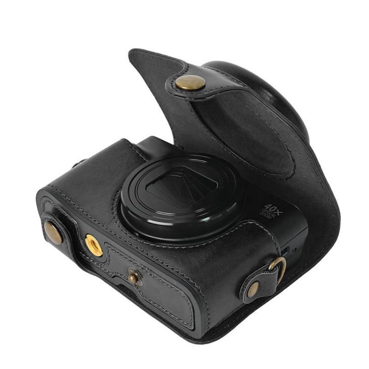 For Canon PowerShot SX740 HS Retro Pull Up Leather Full Body Camera Case Bag with Strap(Black) - Leather Bag by buy2fix | Online Shopping UK | buy2fix