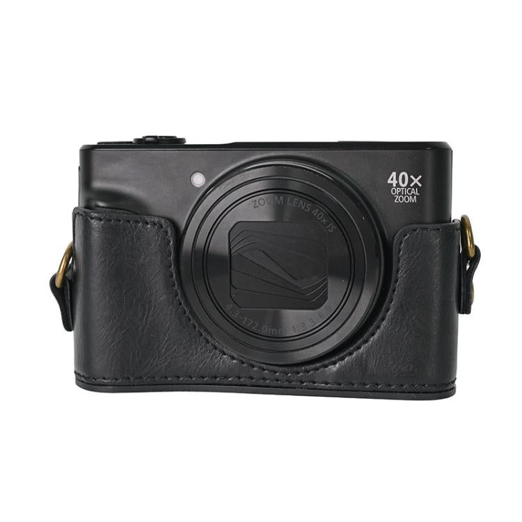 For Canon PowerShot SX740 HS Retro Pull Up Leather Full Body Camera Case Bag with Strap(Black) - Leather Bag by buy2fix | Online Shopping UK | buy2fix