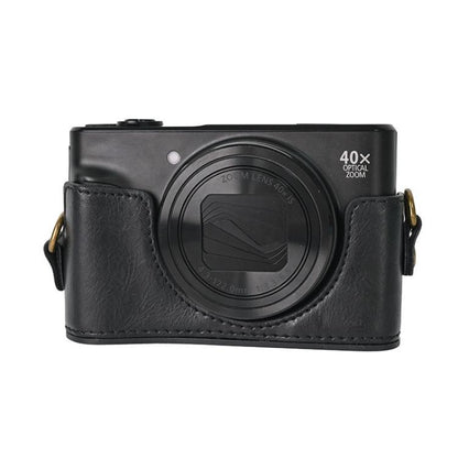 For Canon PowerShot SX740 HS Retro Pull Up Leather Full Body Camera Case Bag with Strap(Black) - Leather Bag by buy2fix | Online Shopping UK | buy2fix