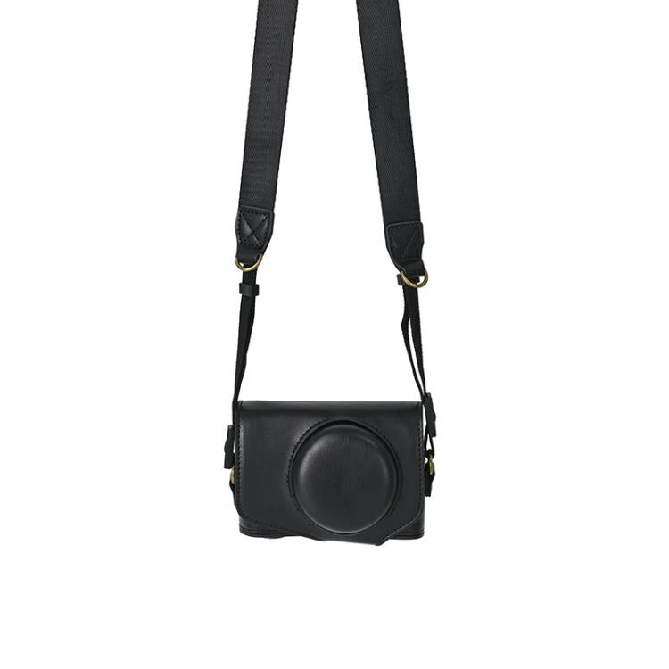 For Canon PowerShot SX740 HS Retro Pull Up Leather Full Body Camera Case Bag with Strap(Black) - Leather Bag by buy2fix | Online Shopping UK | buy2fix