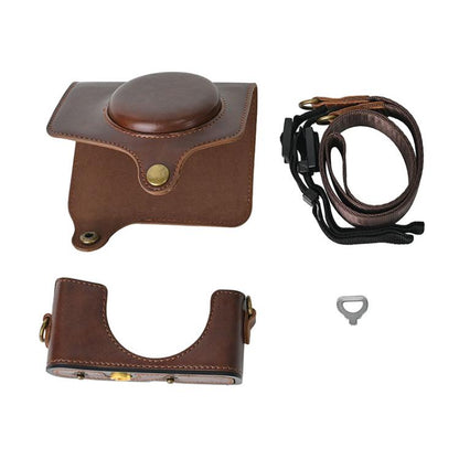 For Canon PowerShot SX740 HS Retro Pull Up Leather Full Body Camera Case Bag with Strap(Coffee) - Leather Bag by buy2fix | Online Shopping UK | buy2fix