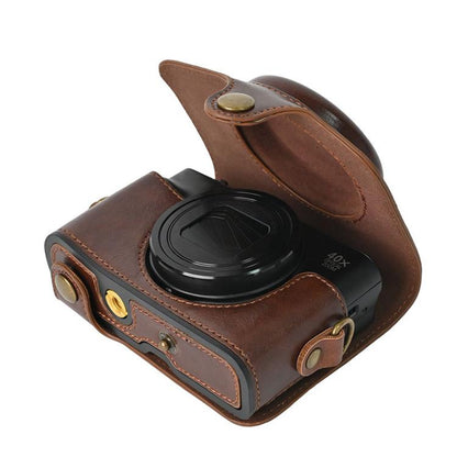 For Canon PowerShot SX740 HS Retro Pull Up Leather Full Body Camera Case Bag with Strap(Coffee) - Leather Bag by buy2fix | Online Shopping UK | buy2fix
