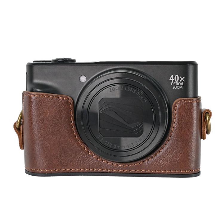 For Canon PowerShot SX740 HS Retro Pull Up Leather Full Body Camera Case Bag with Strap(Coffee) - Leather Bag by buy2fix | Online Shopping UK | buy2fix