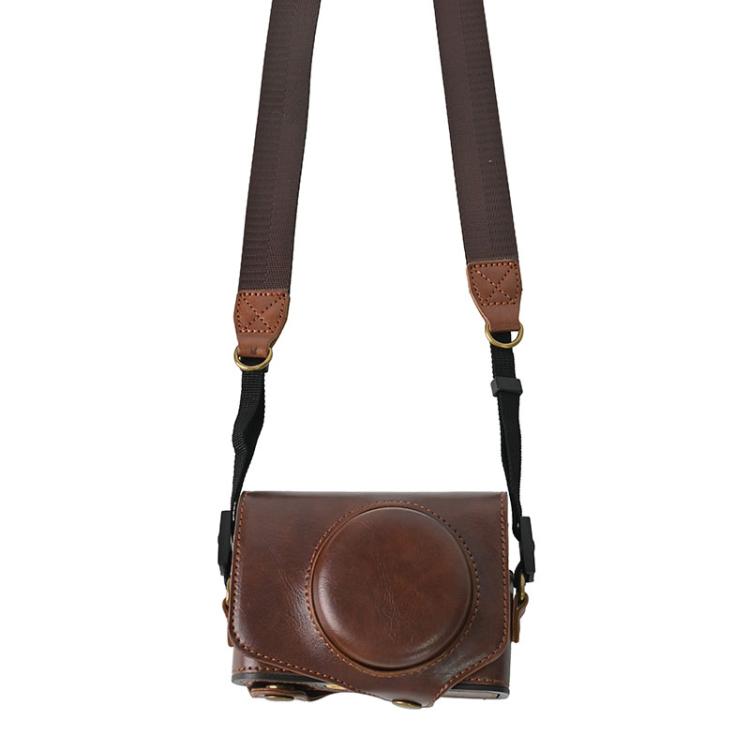 For Canon PowerShot SX740 HS Retro Pull Up Leather Full Body Camera Case Bag with Strap(Coffee) - Leather Bag by buy2fix | Online Shopping UK | buy2fix