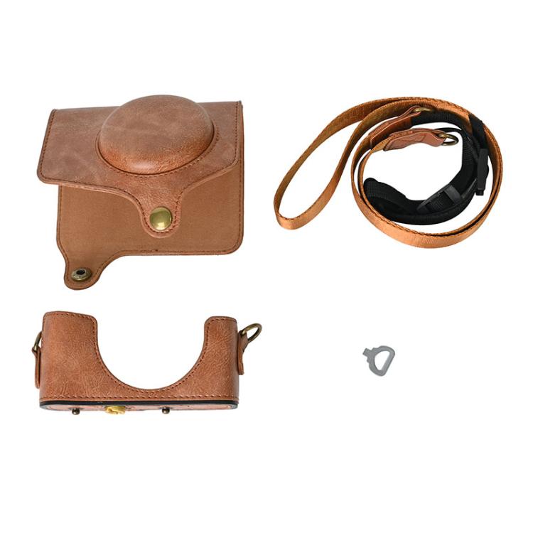 For Canon PowerShot SX740 HS Retro Pull Up Leather Full Body Camera Case Bag with Strap(Brown) - Leather Bag by buy2fix | Online Shopping UK | buy2fix