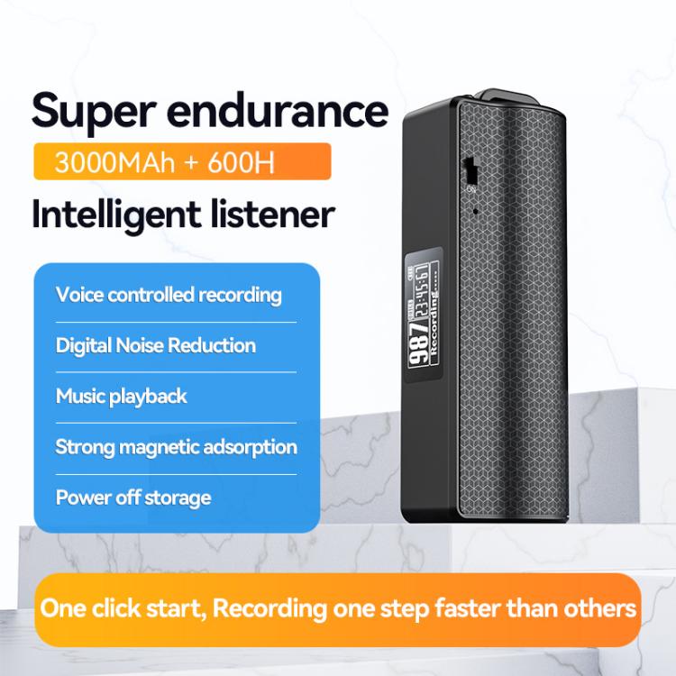 JNN Q70P OLED Display Magnetic Noise Reduction Voice Recording Pen Support APP Control, Memory:8GB(Black) - Recording Pen by JNN | Online Shopping UK | buy2fix