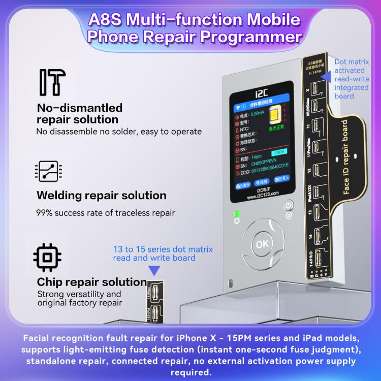 i2C A8S Multi-function Phone Repair Programmer, Model:Host+7-15 Pro Max True Tone Board - Repair Programmer by i2C | Online Shopping UK | buy2fix