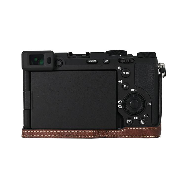 For Sony ILCE-7CM2 / Alpha 7C II Litchi Texture PU Leather Camera Half Case Base(Coffee) - Half Case by buy2fix | Online Shopping UK | buy2fix