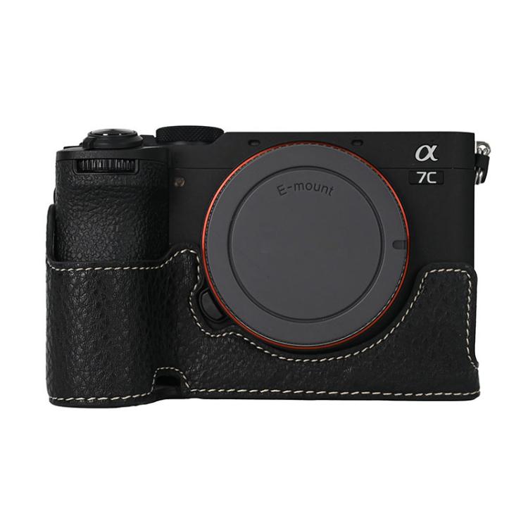 For Sony ILCE-7CM2 / Alpha 7C II Litchi Texture PU Leather Camera Half Case Base(Black) - Half Case by buy2fix | Online Shopping UK | buy2fix