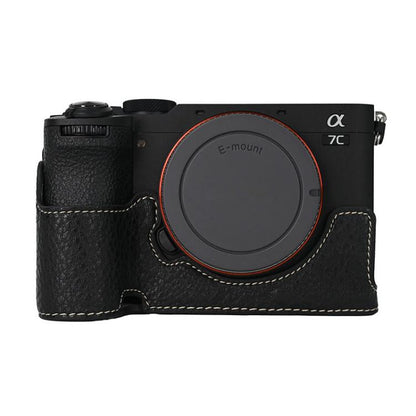 For Sony ILCE-7CM2 / Alpha 7C II Litchi Texture PU Leather Camera Half Case Base(Black) - Half Case by buy2fix | Online Shopping UK | buy2fix