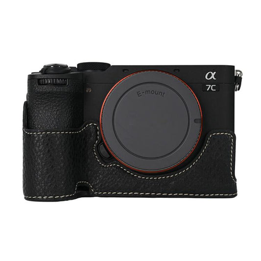For Sony ILCE-7CM2 / Alpha 7C II Litchi Texture PU Leather Camera Half Case Base(Black) - Half Case by buy2fix | Online Shopping UK | buy2fix
