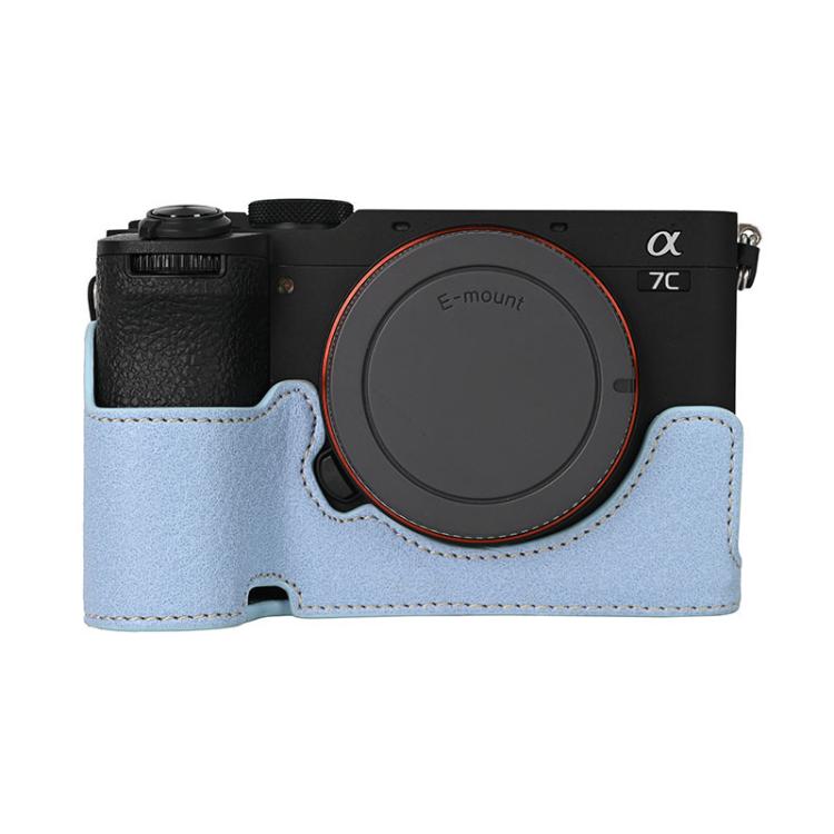 For Sony ILCE-7CM2 / Alpha 7C II Litchi Texture PU Leather Camera Half Case Base(Blue) - Half Case by buy2fix | Online Shopping UK | buy2fix