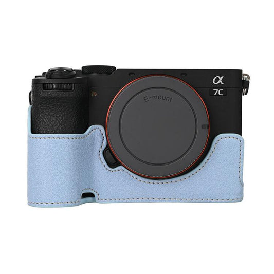 For Sony ILCE-7CM2 / Alpha 7C II Litchi Texture PU Leather Camera Half Case Base(Blue) - Half Case by buy2fix | Online Shopping UK | buy2fix