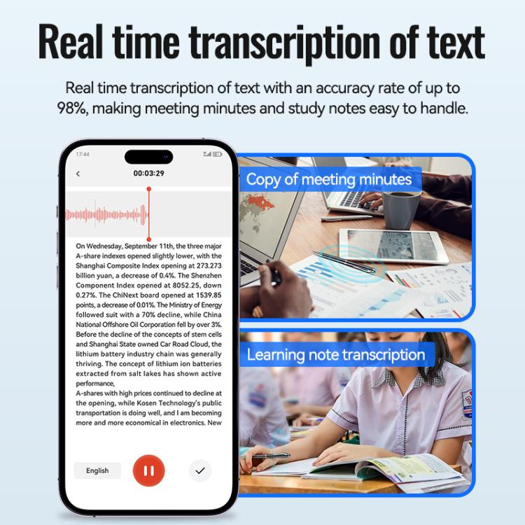 JNN Q90A Smart AI Voice Recording Pen Support APP Control, Memory:16GB(Black) - Recording Pen by JNN | Online Shopping UK | buy2fix