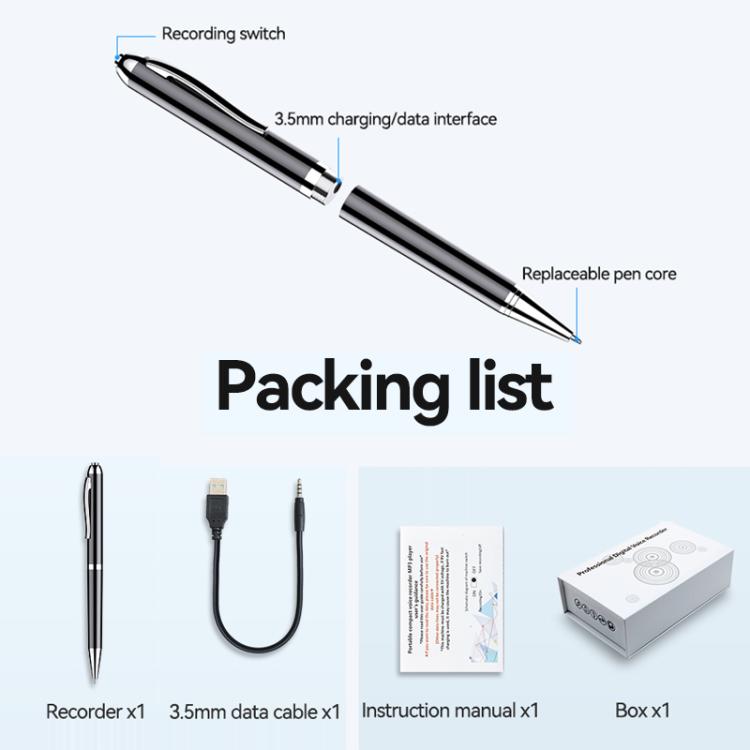 JNN Q90A Smart AI Voice Recording Pen Support APP Control, Memory:32GB(Black) - Recording Pen by JNN | Online Shopping UK | buy2fix