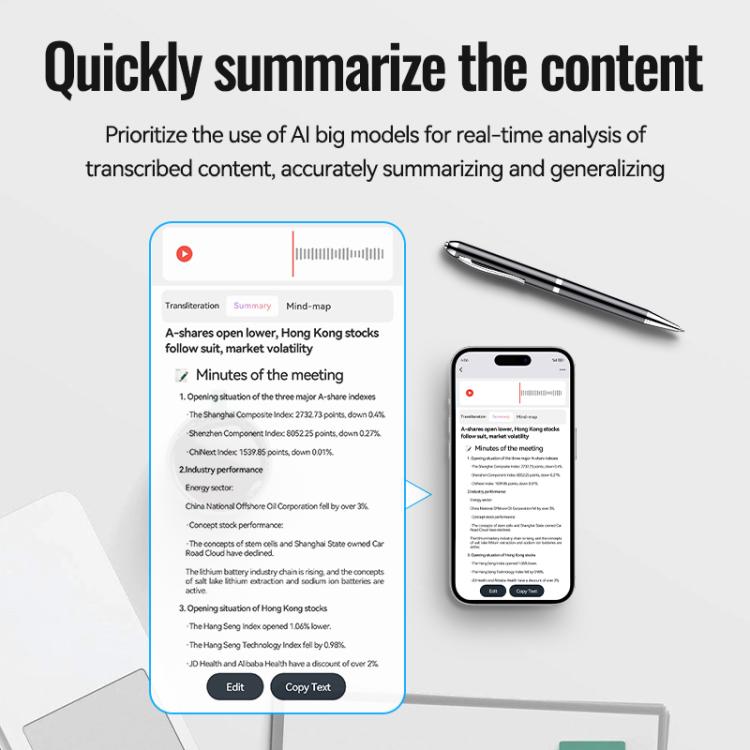 JNN Q90A Smart AI Voice Recording Pen Support APP Control, Memory:64GB(Black) - Recording Pen by JNN | Online Shopping UK | buy2fix