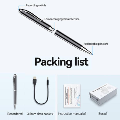 JNN Q90A Smart AI Voice Recording Pen Support APP Control, Memory:64GB(Black) - Recording Pen by JNN | Online Shopping UK | buy2fix