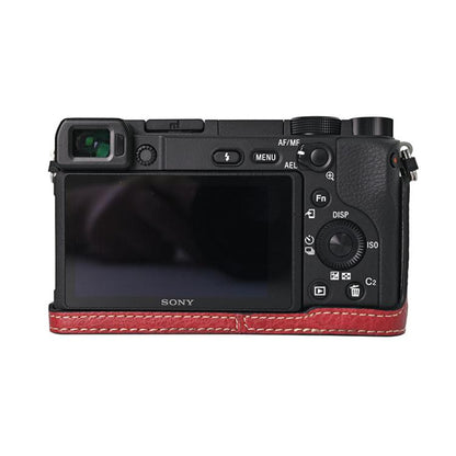 For Sony ILCE-6400 / A6300 / A6200 Litchi Texture PU Leather Camera Half Case Base(Wine Red) - Half Case by buy2fix | Online Shopping UK | buy2fix