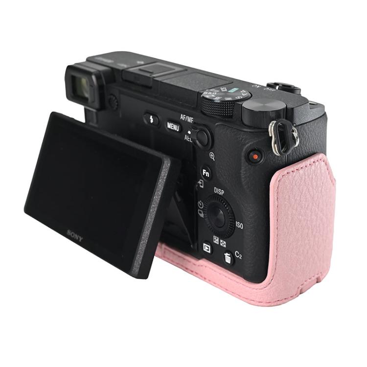 For Sony ILCE-6400 / A6300 / A6200 Litchi Texture PU Leather Camera Half Case Base(Pink) - Half Case by buy2fix | Online Shopping UK | buy2fix