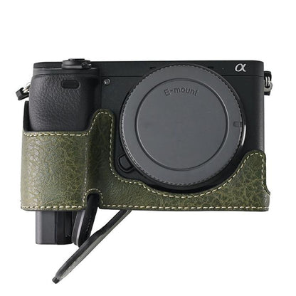 For Sony ILCE-6400 / A6300 / A6200 Litchi Texture PU Leather Camera Half Case Base(Green) - Half Case by buy2fix | Online Shopping UK | buy2fix