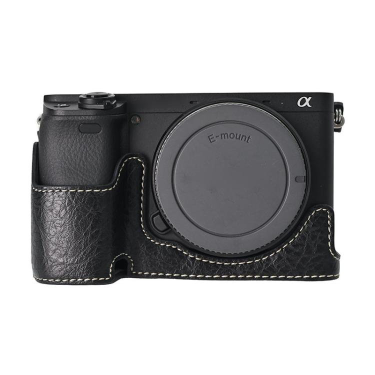 For Sony ILCE-6400 / A6300 / A6200 Litchi Texture PU Leather Camera Half Case Base(Black) - Half Case by buy2fix | Online Shopping UK | buy2fix