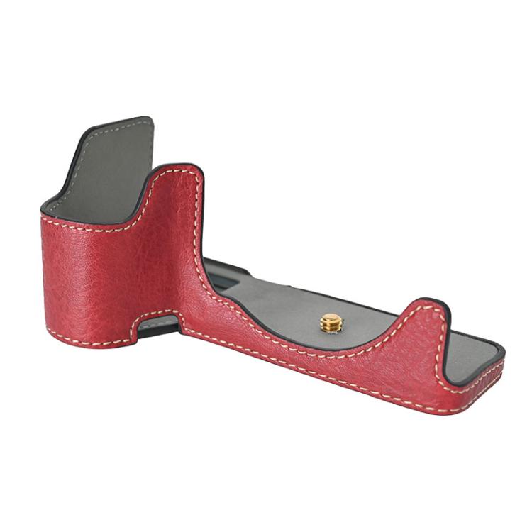 For Sony ILCE-6700 / A6700 Litchi Texture PU Leather Camera Half Case Base(Wine Red) - Half Case by buy2fix | Online Shopping UK | buy2fix