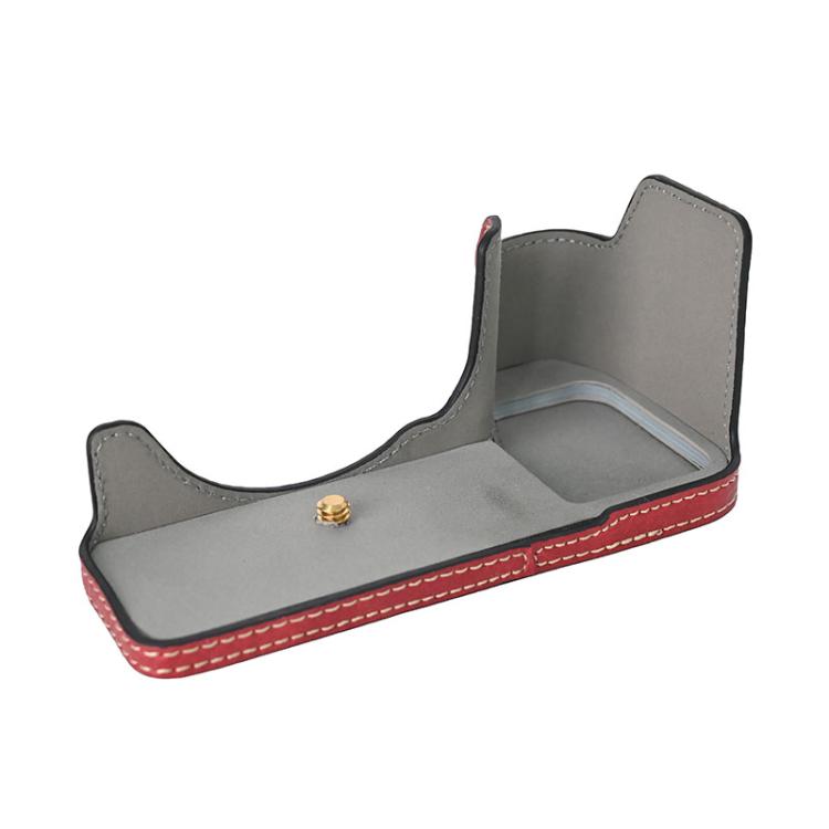 For Sony ILCE-6700 / A6700 Litchi Texture PU Leather Camera Half Case Base(Wine Red) - Half Case by buy2fix | Online Shopping UK | buy2fix