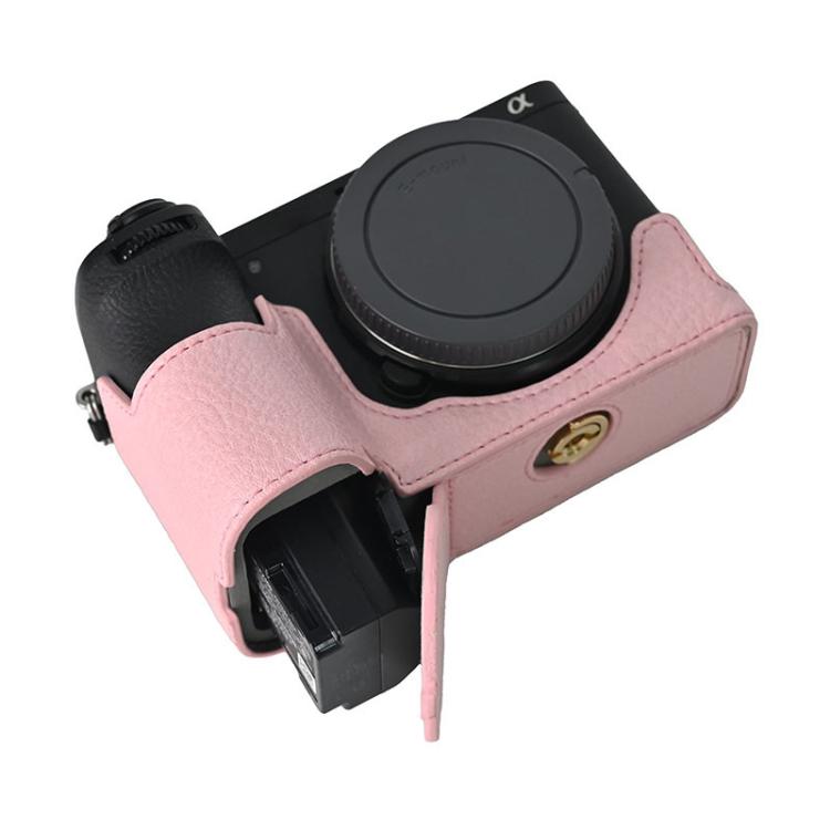 For Sony ILCE-6700 / A6700 Litchi Texture PU Leather Camera Half Case Base(Pink) - Half Case by buy2fix | Online Shopping UK | buy2fix
