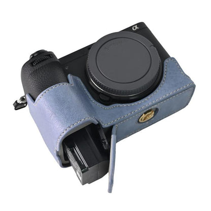 For Sony ILCE-6700 / A6700 Litchi Texture PU Leather Camera Half Case Base(Blue) - Half Case by buy2fix | Online Shopping UK | buy2fix