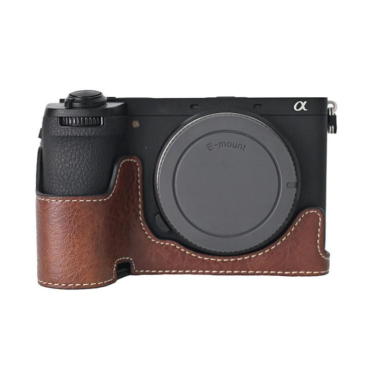 For Sony ILCE-6700 / A6700 Litchi Texture PU Leather Camera Half Case Base(Coffee) - Half Case by buy2fix | Online Shopping UK | buy2fix