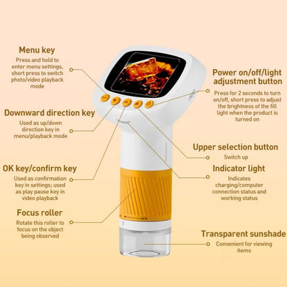 CM5 2.0 inch Screen HD Digital Electron Microscope(Orange) - Digital Microscope by buy2fix | Online Shopping UK | buy2fix