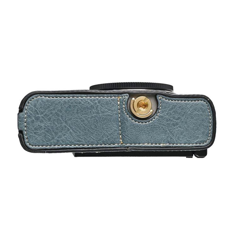 For Panasonic LUMIX S9 Litchi Texture PU Leather Camera Half Case Base(Blue) - Half Case by buy2fix | Online Shopping UK | buy2fix