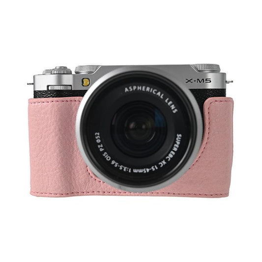 For FUJIFILM X-M5 Litchi Texture PU Leather Camera Half Case Base(Pink) - Half Case by buy2fix | Online Shopping UK | buy2fix