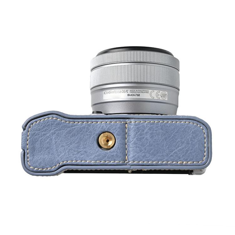 For FUJIFILM X-M5 Litchi Texture PU Leather Camera Half Case Base(Blue) - Half Case by buy2fix | Online Shopping UK | buy2fix