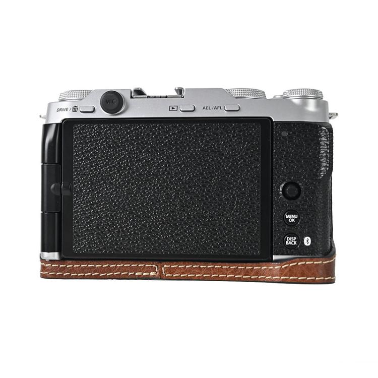 For FUJIFILM X-M5 Litchi Texture PU Leather Camera Half Case Base(Coffee) - Half Case by buy2fix | Online Shopping UK | buy2fix