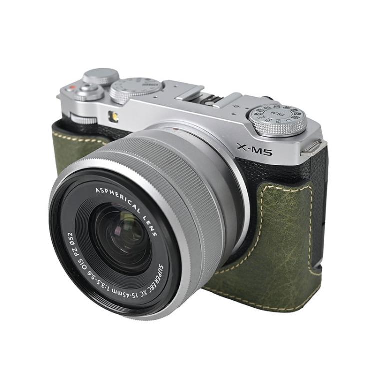 For FUJIFILM X-M5 Litchi Texture PU Leather Camera Half Case Base(Green) - Half Case by buy2fix | Online Shopping UK | buy2fix