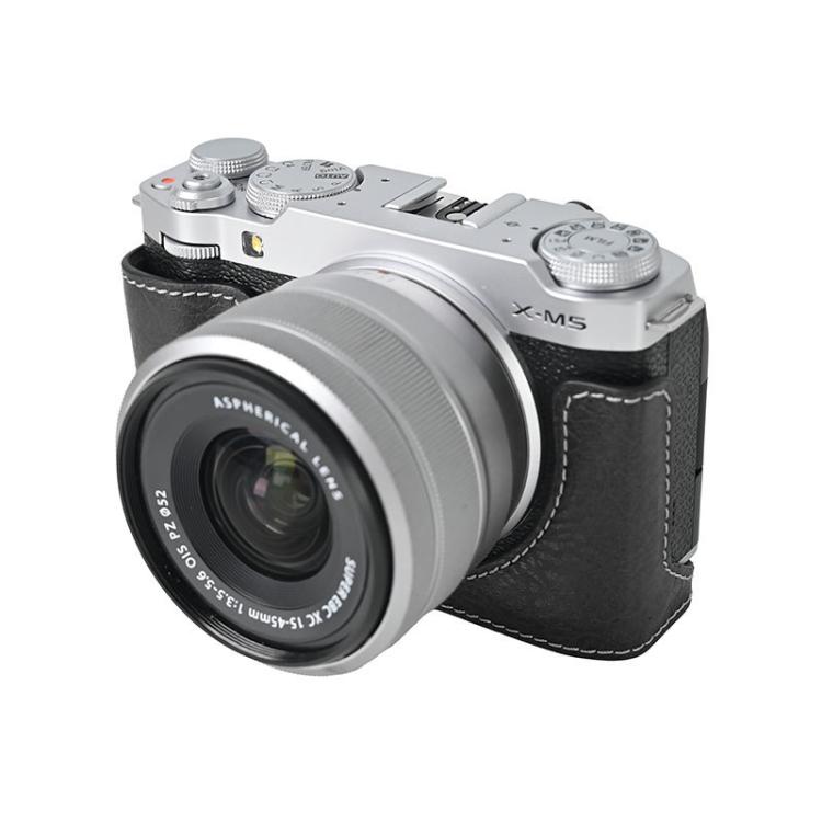 For FUJIFILM X-M5 Litchi Texture PU Leather Camera Half Case Base(Black) - Half Case by buy2fix | Online Shopping UK | buy2fix