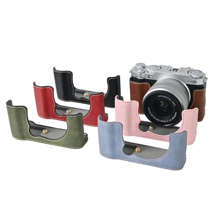 For FUJIFILM X-M5 Litchi Texture PU Leather Camera Half Case Base(Pink) - Half Case by buy2fix | Online Shopping UK | buy2fix