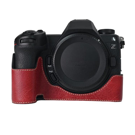 For Nikon Z6III Litchi Texture PU Leather Camera Half Case Base(Wine Red) - Half Case by buy2fix | Online Shopping UK | buy2fix