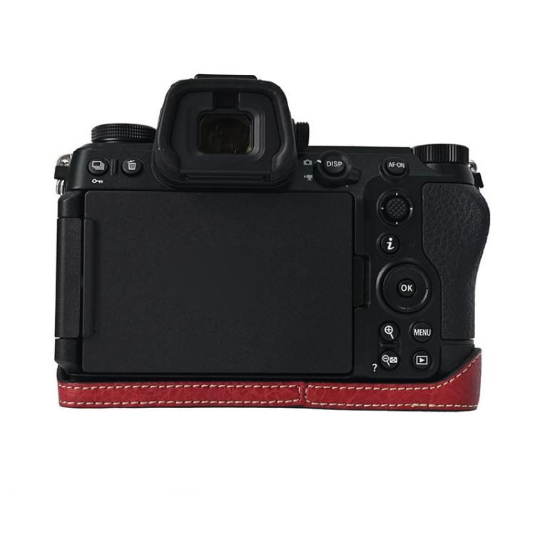 For Nikon Z6III Litchi Texture PU Leather Camera Half Case Base(Wine Red) - Half Case by buy2fix | Online Shopping UK | buy2fix