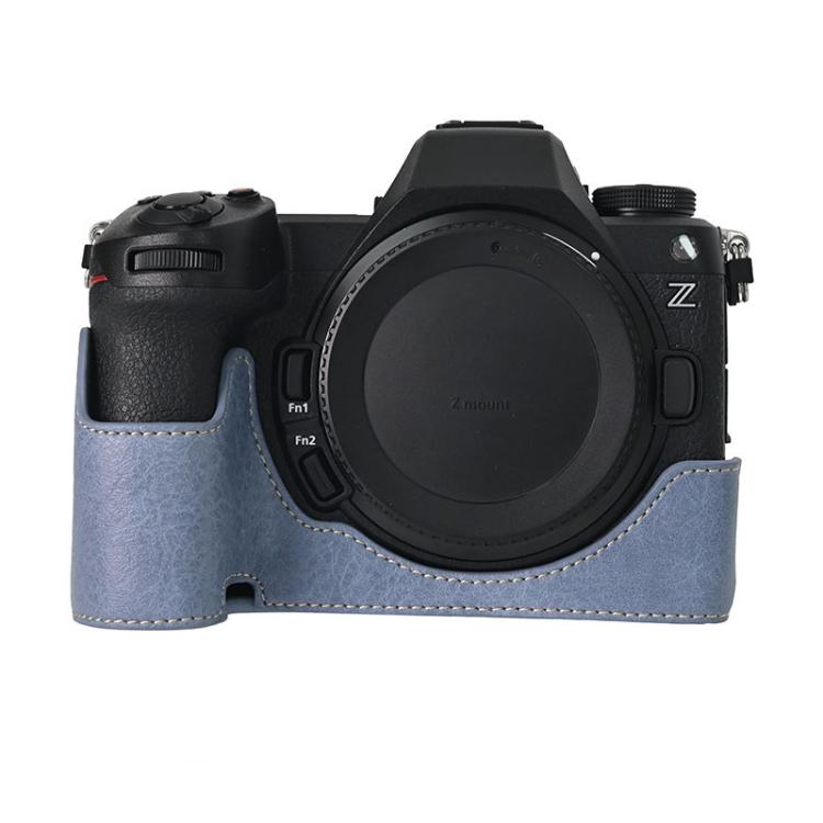 For Nikon Z6III Litchi Texture PU Leather Camera Half Case Base(Blue) - Half Case by buy2fix | Online Shopping UK | buy2fix