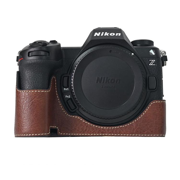 For Nikon Z6III Litchi Texture PU Leather Camera Half Case Base(Coffee) - Half Case by buy2fix | Online Shopping UK | buy2fix
