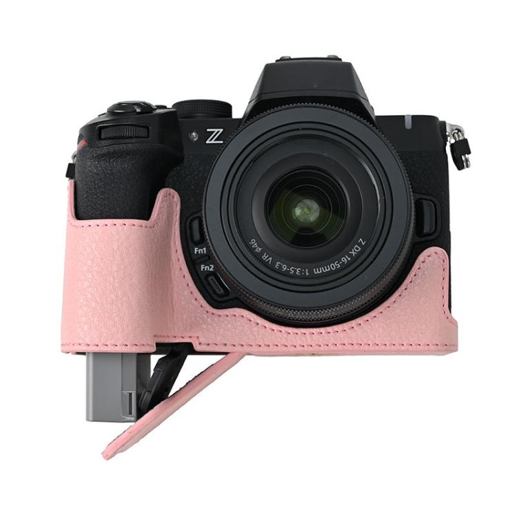 For Nikon Z50II Litchi Texture PU Leather Camera Half Case Base(Pink) - Half Case by buy2fix | Online Shopping UK | buy2fix