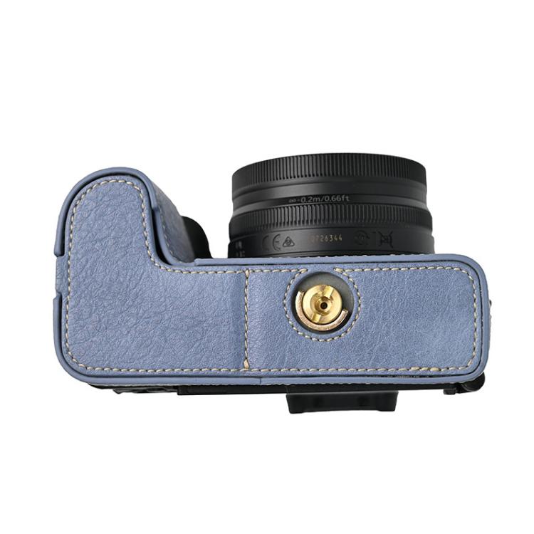 For Nikon Z50II Litchi Texture PU Leather Camera Half Case Base(Blue) - Half Case by buy2fix | Online Shopping UK | buy2fix