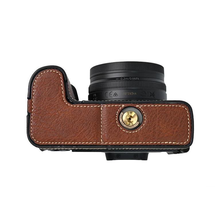 For Nikon Z50II Litchi Texture PU Leather Camera Half Case Base(Coffee) - Half Case by buy2fix | Online Shopping UK | buy2fix