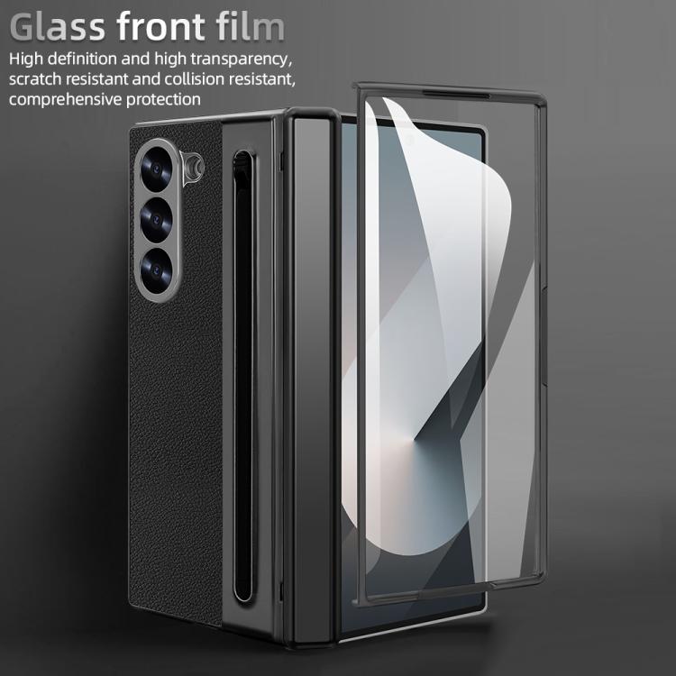 For Samsung Galaxy Z Fold6 5G VIETAO Electroplating Integrated Pen Slot Folding PU Phone Case with Stylus(Black) - Galaxy Z Fold6 5G Cases by VIETAO | Online Shopping UK | buy2fix