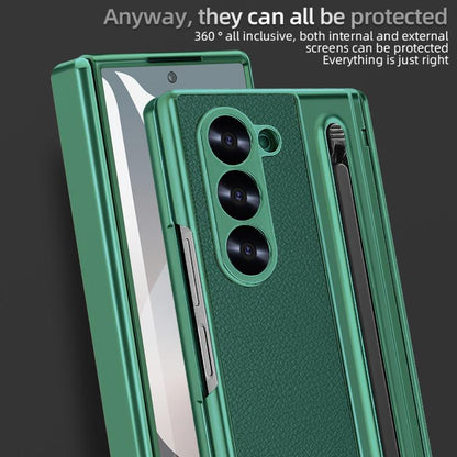 For Samsung Galaxy Z Fold6 5G VIETAO Electroplating Integrated Pen Slot Folding PU Phone Case with Stylus(Green) - Galaxy Z Fold6 5G Cases by VIETAO | Online Shopping UK | buy2fix