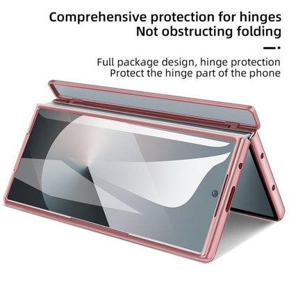 For Samsung Galaxy Z Fold6 5G VIETAO Electroplating Integrated Pen Slot Folding PU Phone Case with Stylus(Pink) - Galaxy Z Fold6 5G Cases by VIETAO | Online Shopping UK | buy2fix