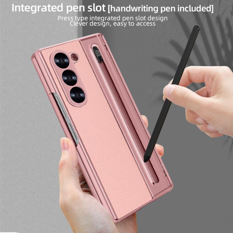 For Samsung Galaxy Z Fold6 5G VIETAO Electroplating Integrated Pen Slot Folding PU Phone Case with Stylus(Pink) - Galaxy Z Fold6 5G Cases by VIETAO | Online Shopping UK | buy2fix